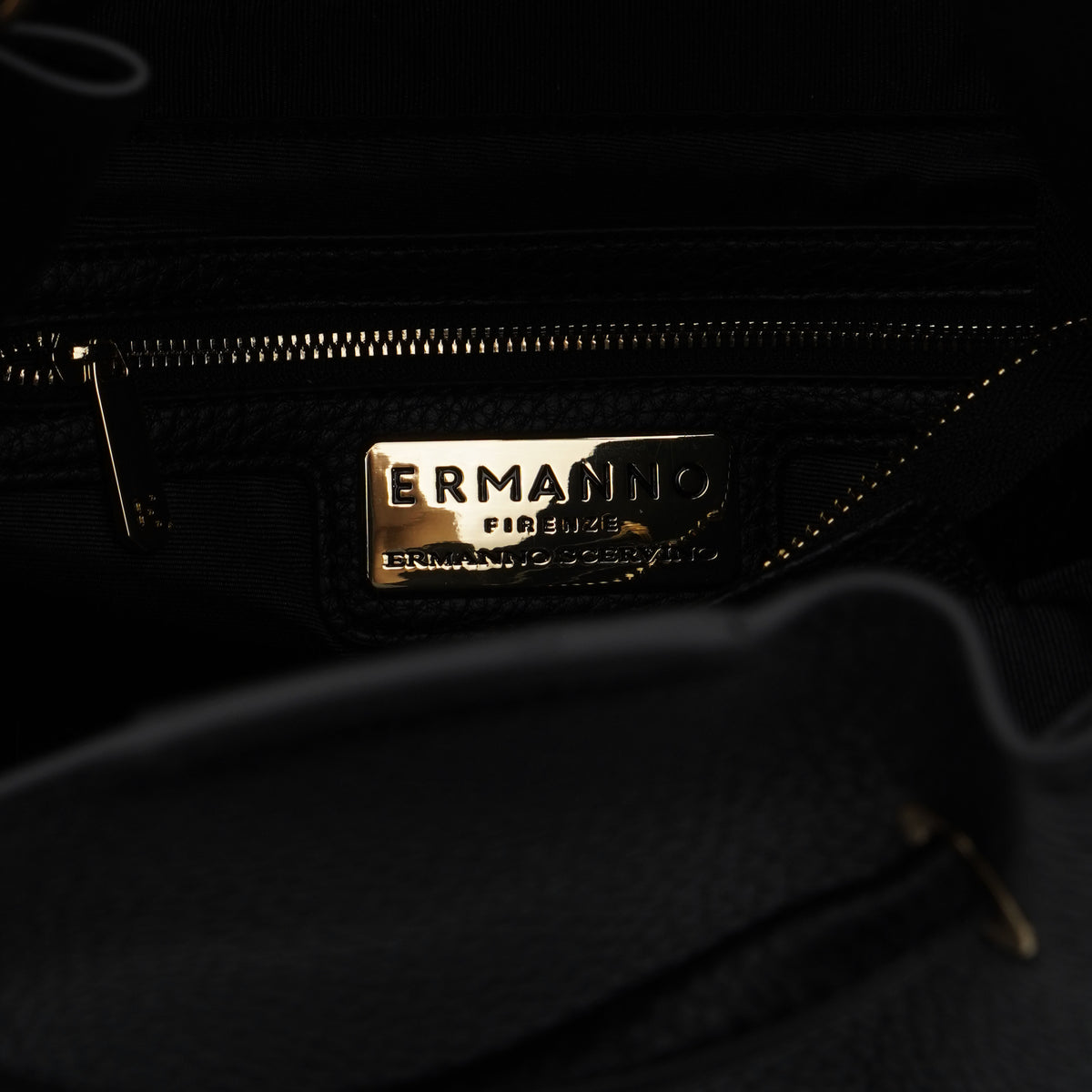 Borsa Hobo Ermanno Firenze by Ermanno Scervino Benedetta 12402198 Nera con Manico a Spalla, Dettagli Oro e Logo Frontale
