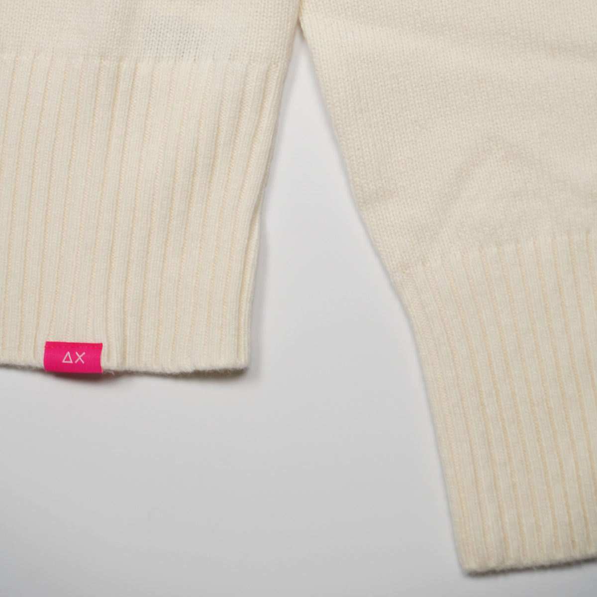 Maglione Girocollo SUN68 x The Beatles K46615 31 Bianco Panna in Lana e Cashmere con Cuore Rosso Love Me Do