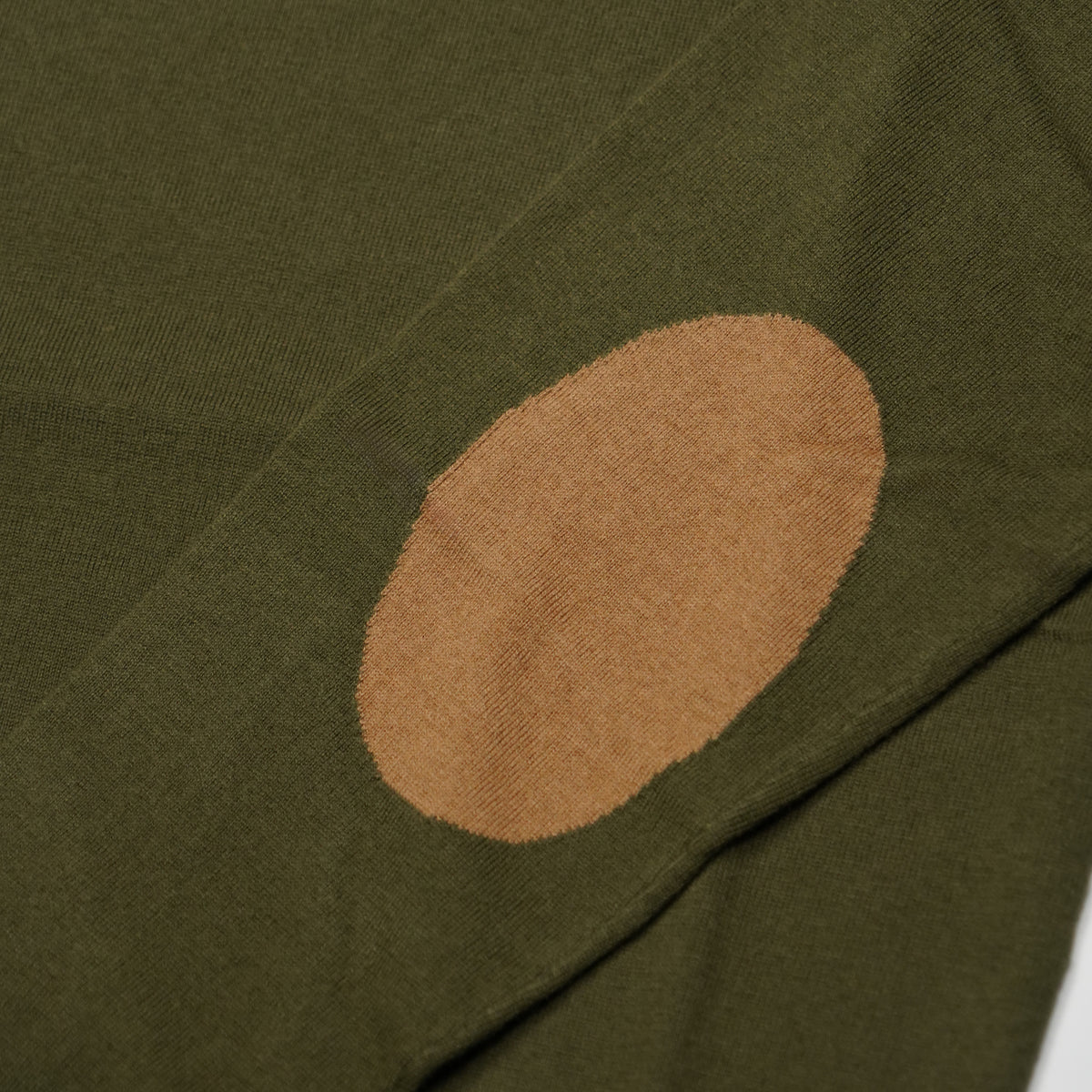 Maglione Girocollo SUN68 Sweater Elbow Contrast K46160-74 Verde Militare Scuro in Lana e Cotone
