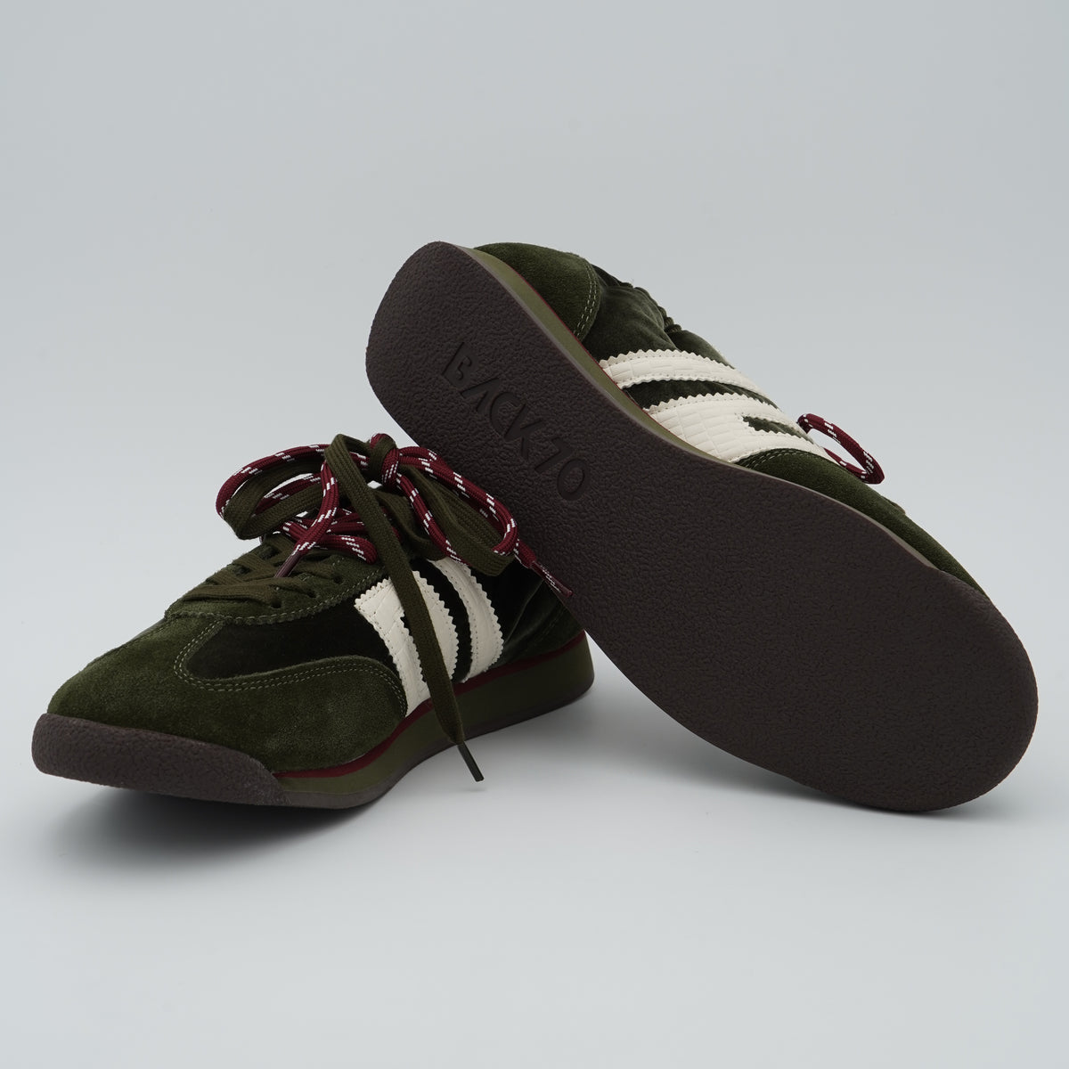 Sneakers Back70 ROCKET in camoscio e tessuto verde bosco