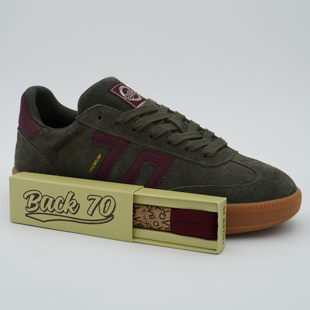 Sneakers Back 70 Double 108028-000051 Suede Olive Wine Verde Bordeaux
