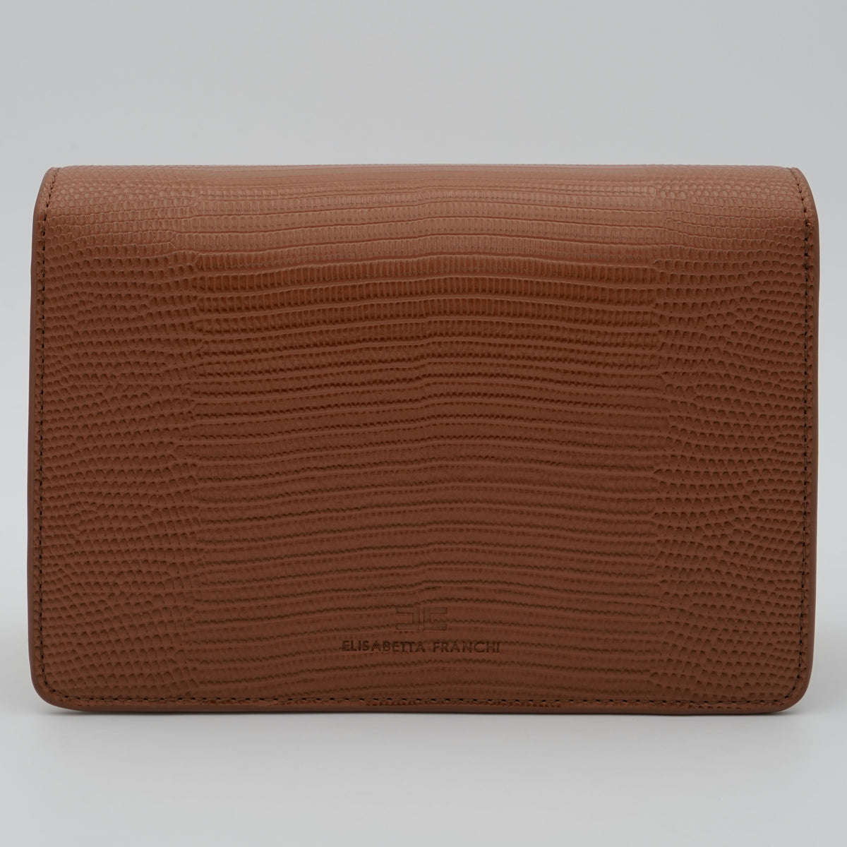 Borsa a Tracolla Elisabetta Franchi BS09A66E2 Sigaro con Logo Oro