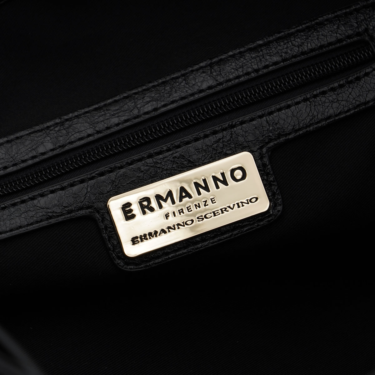 Borsa Ermanno Firenze by Ermanno Scervino Belen 12402279 Nera Large Effetto Vintage con Ricamo Geometrico
