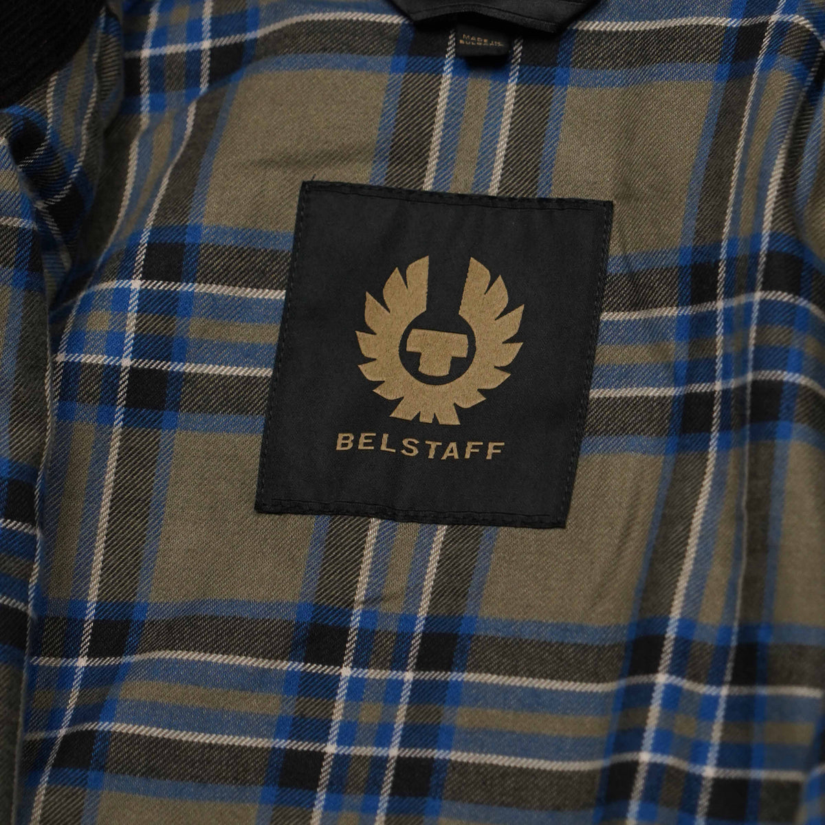 Giacca Belstaff Verde Oliva in Cotone Cerato con Colletto in Velluto