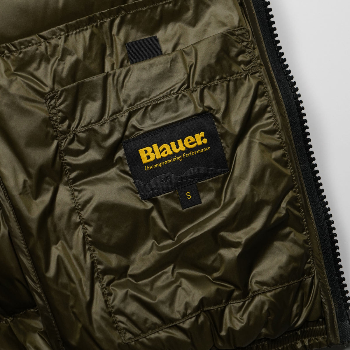 Piumino Blauer Belmont Verde Militare Lucido Imbottito in Piuma