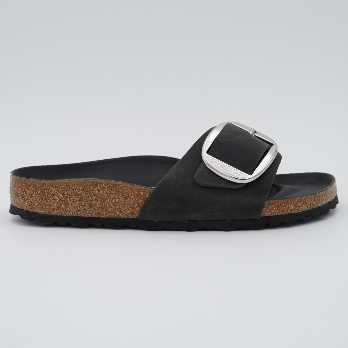 Ciabatta Birkenstock Madrid Big Buckle 1006523 Black con Maxi Fibbia Argento