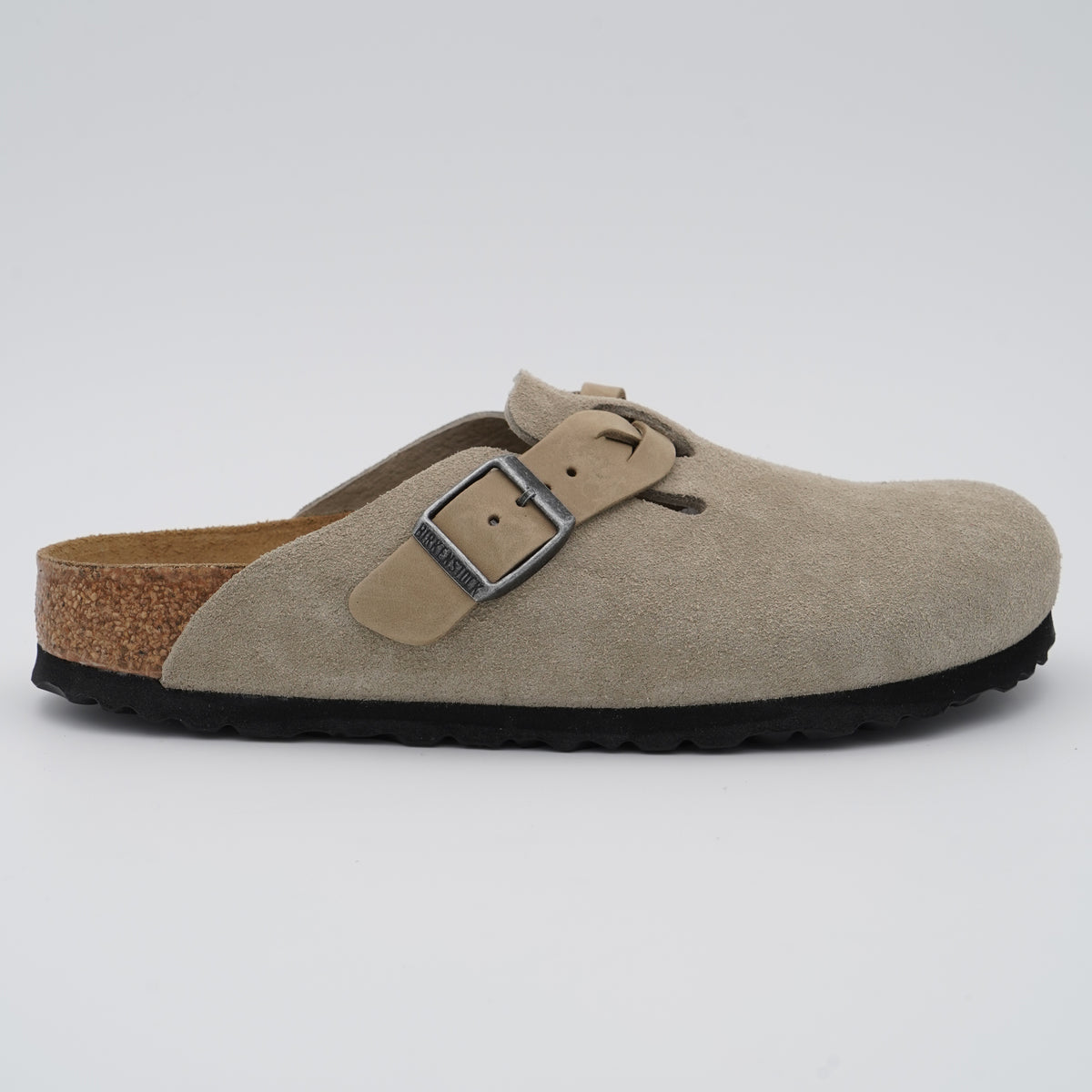 Sabot Birkenstock Boston Braided 1026694 Taupe con Cinturino Intrecciato