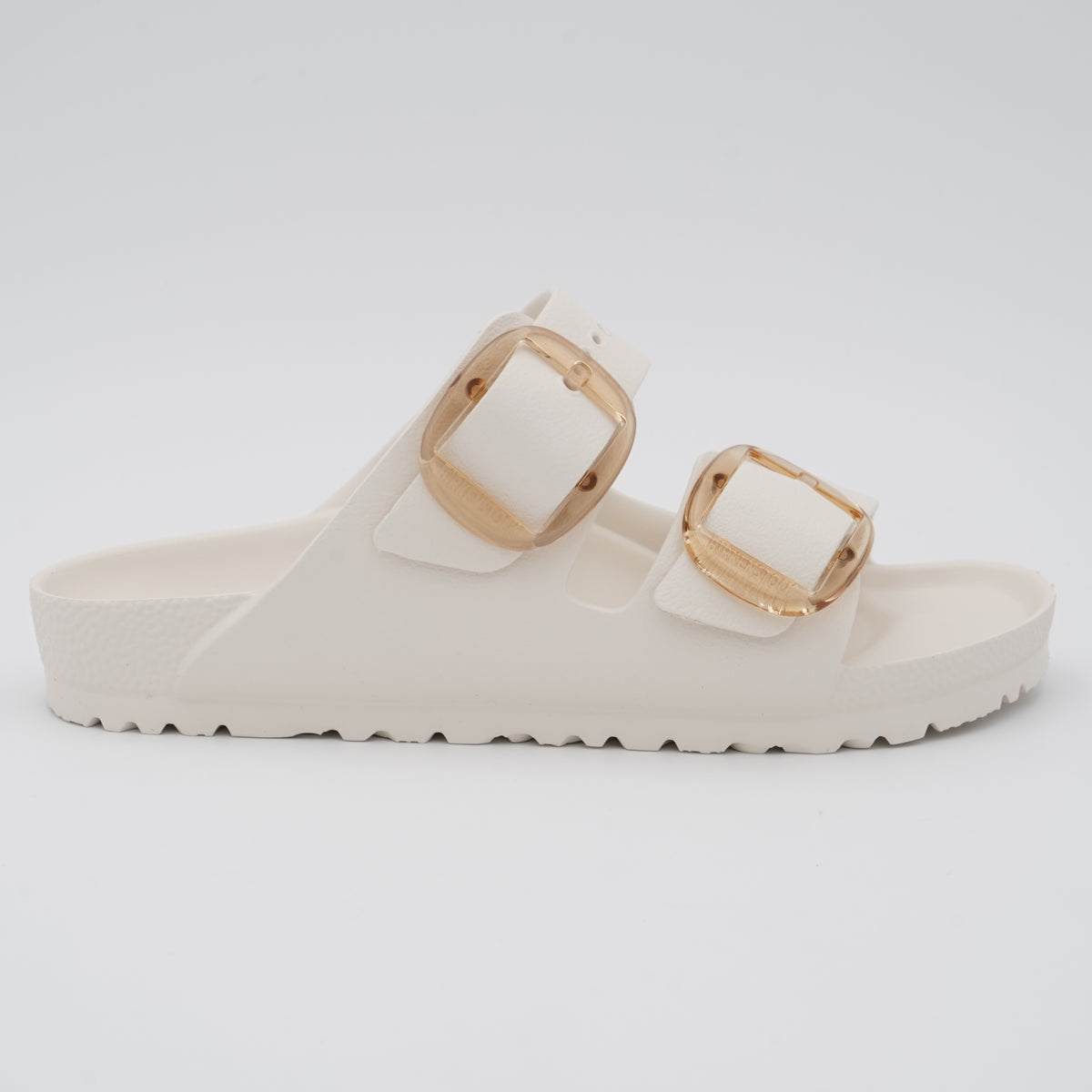 Sandalo Birkenstock Arizona Big Buckle EVA 1029651 Eggshell con Maxi Fibbie Traslucide