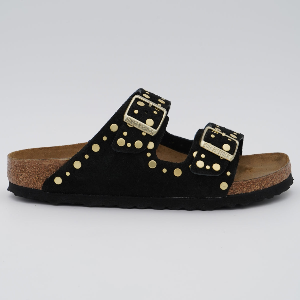 Sandalo Birkenstock Arizona Rivet Border 1030348 Black con Borchie Oro