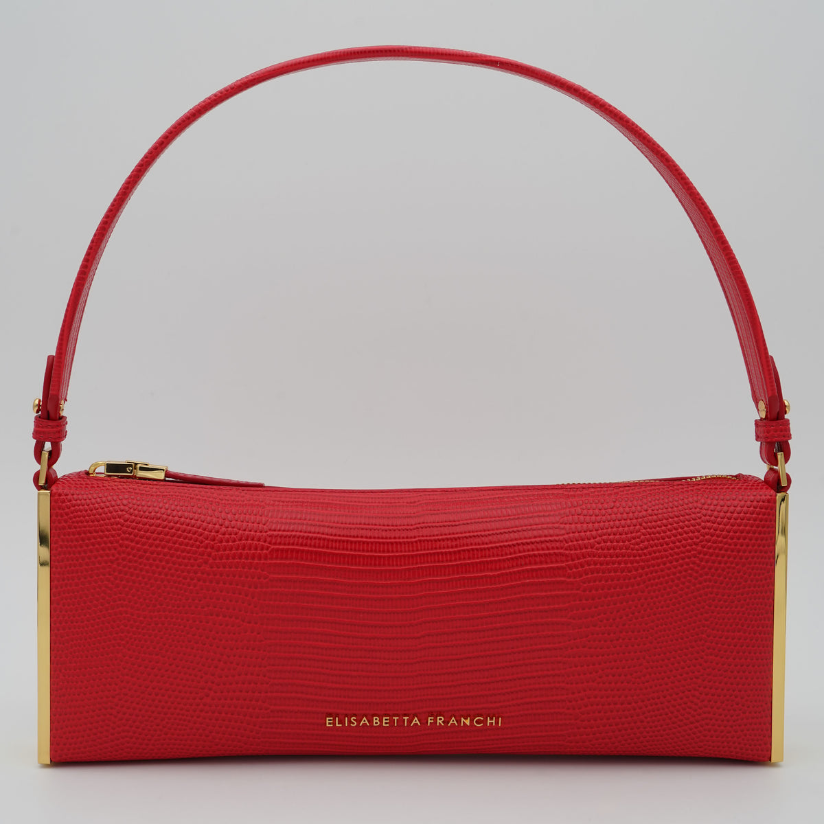 Borsa a Spalla Elisabetta Franchi BS15A66E2 Red Passion Effetto Rettile con Dettagli Oro