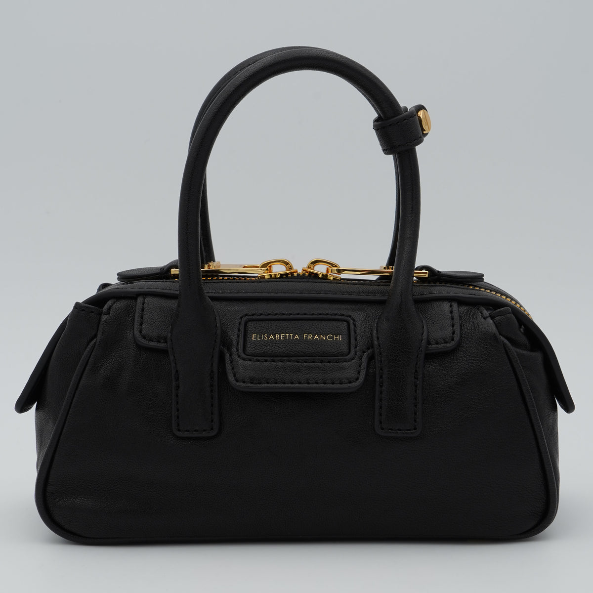 Borsa a Mano Elisabetta Franchi BS58A67E2 Nera con Dettagli Oro