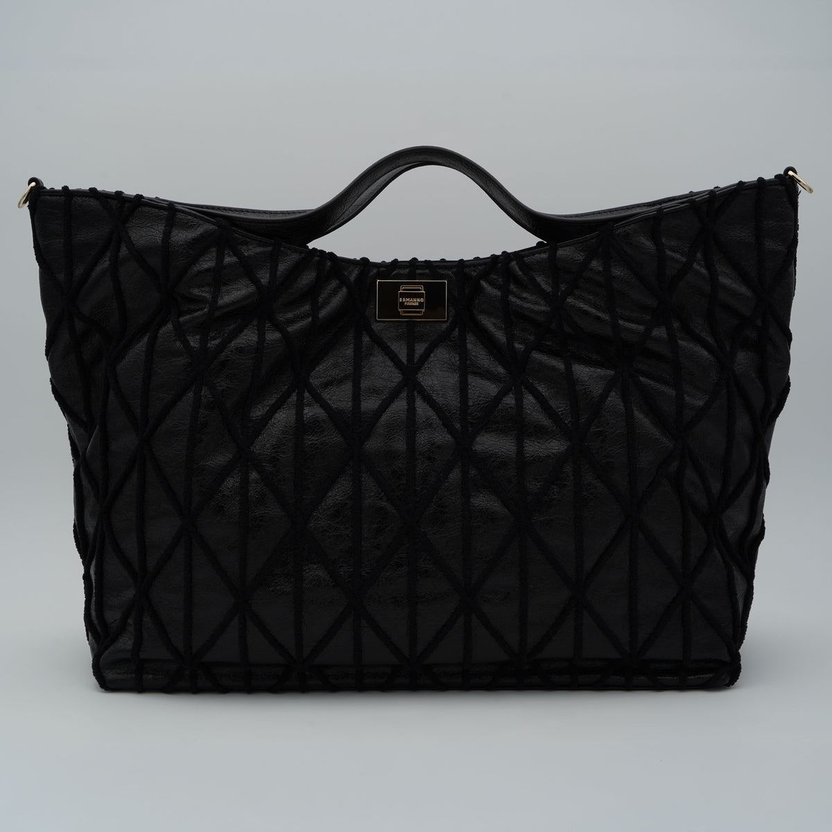 Borsa Ermanno Firenze by Ermanno Scervino Belen 12402279 Nera Large Effetto Vintage con Ricamo Geometrico