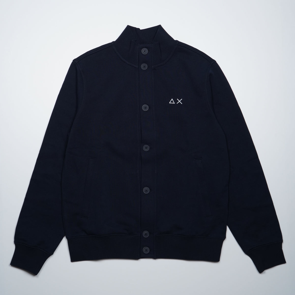 Cardigan SUN68 Basic Fleece F46105-07 Navy Blue in Felpa di Cotone