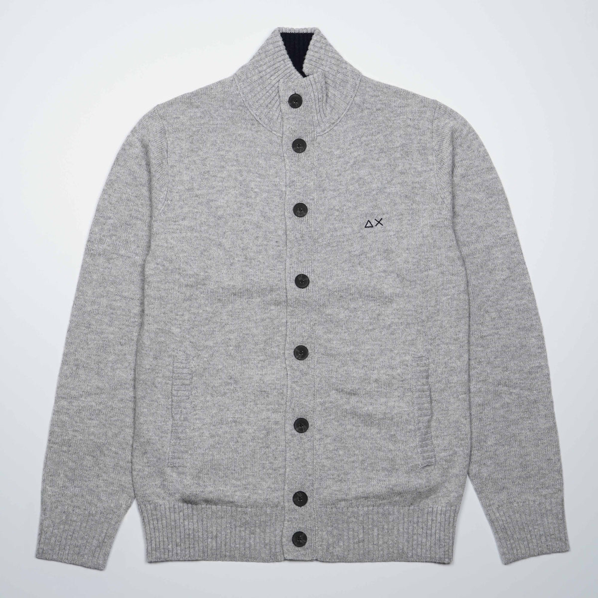 Cardigan SUN68 Buttons Warm Wool K46113-06 Grigio Chiaro in Lana e Cashmere