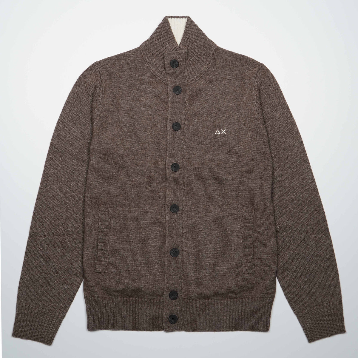 Cardigan SUN68 Buttons Warm Wool K46113-66 Tortora in Misto Lana e Cashmere