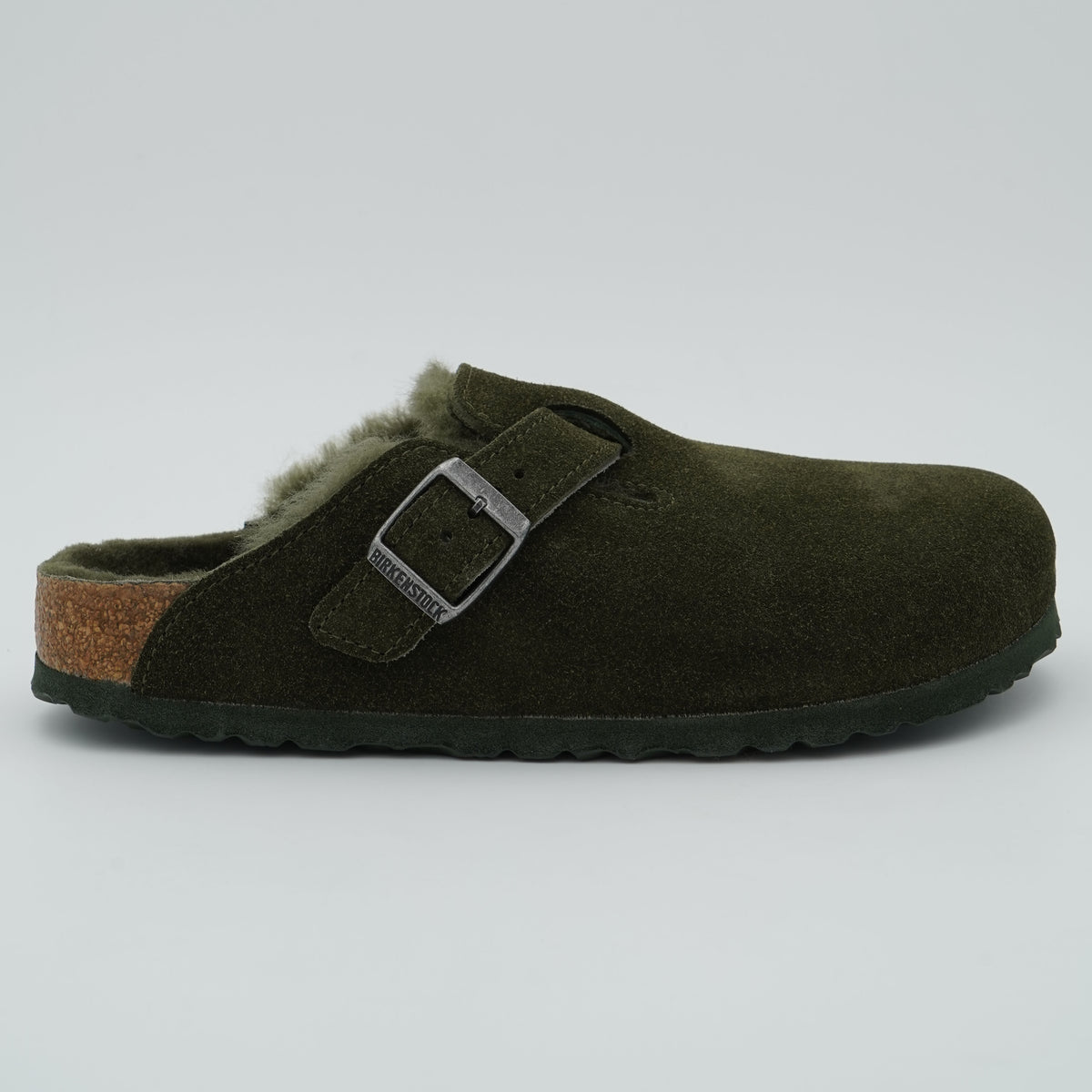Sabot Birkenstock Boston Shearling 1025667 Verde Oliva con Pelliccia