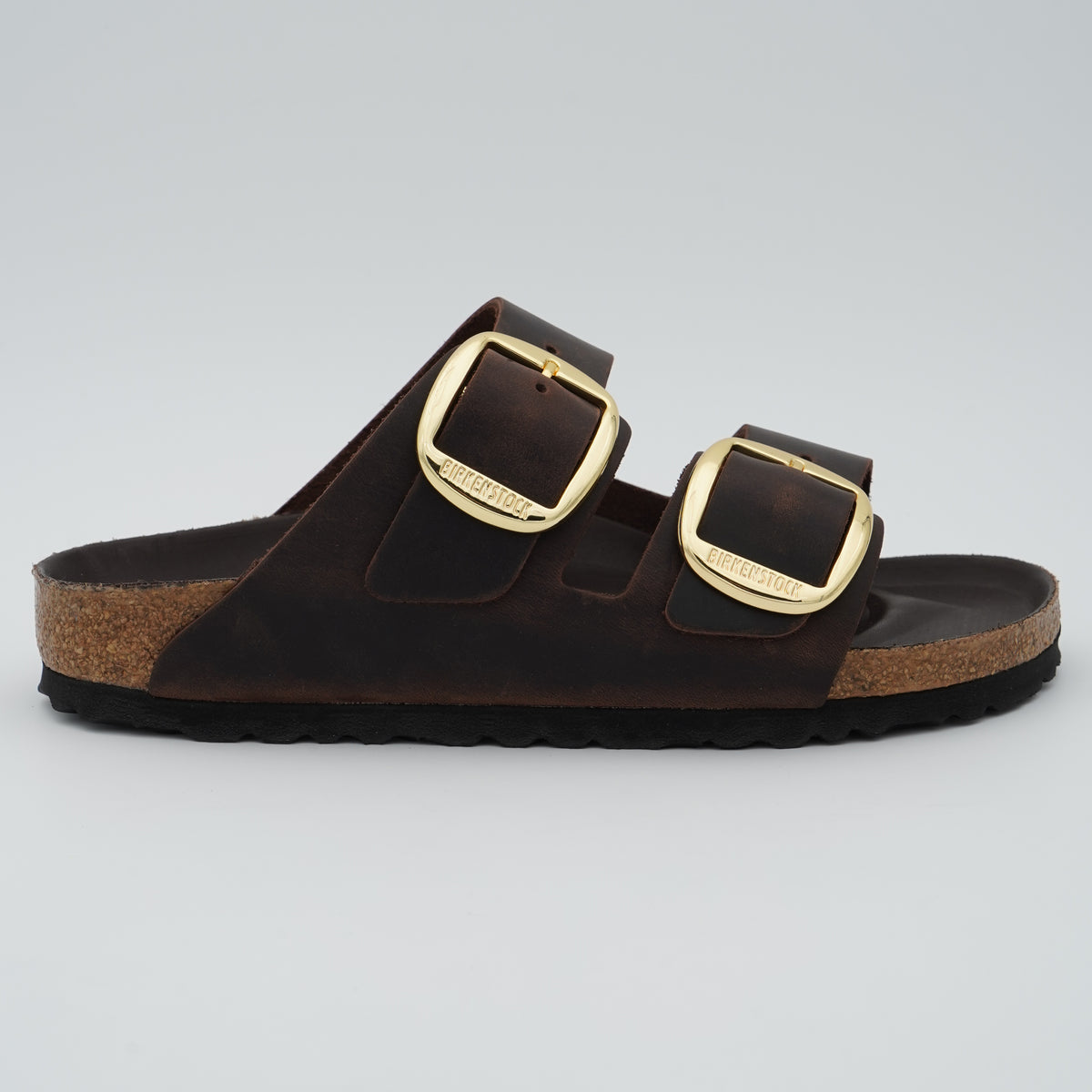 Sandalo Birkenstock Arizona Big Buckle 1032916 Habana con Maxi Fibbie Gold