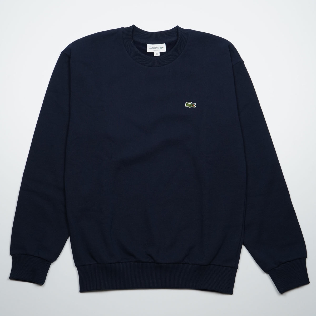 Felpa Lacoste SH8868-00-166 Blu Navy Girocollo in Cotone Felpato Classic Fit