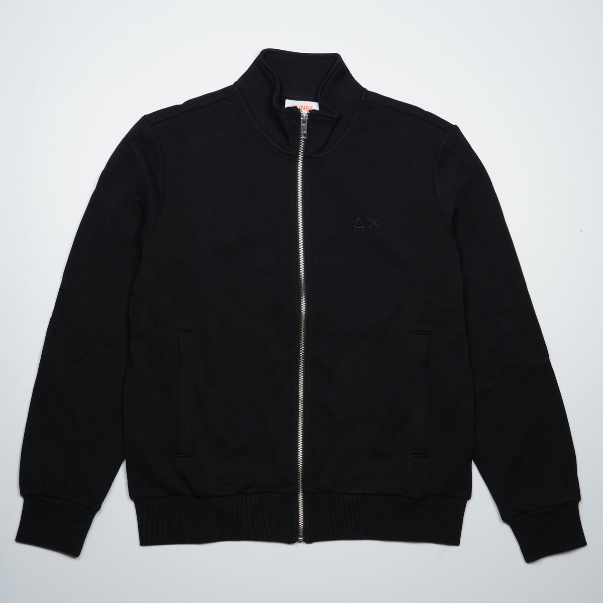 Felpa Zip SUN68 Track Zip Basic Fleece F46101-11 Nero in Misto Cotone