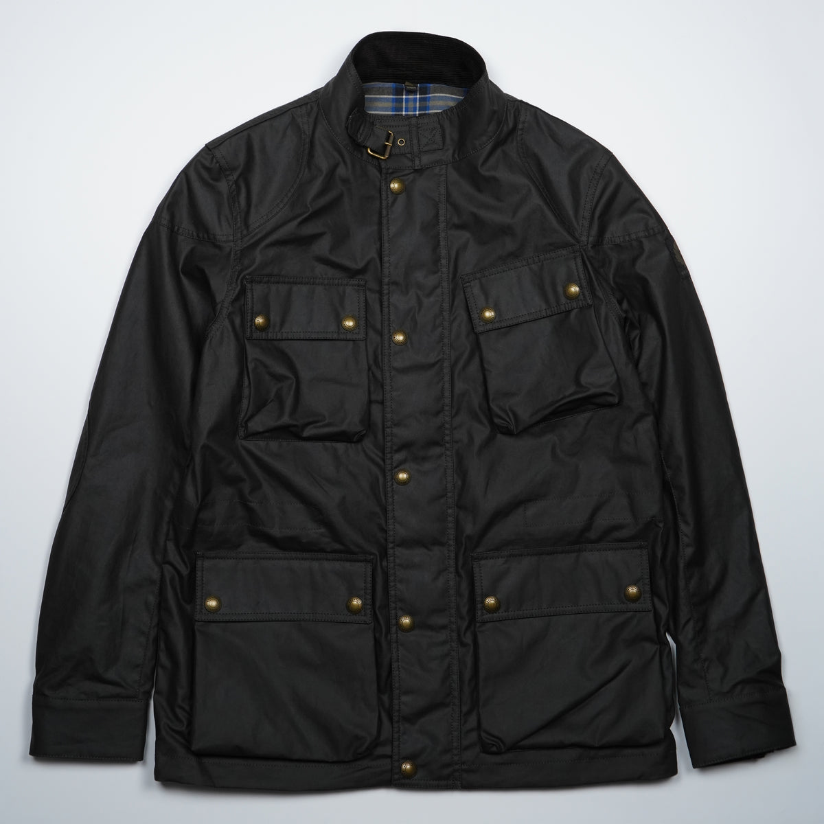 Giubbotto Belstaff Fieldmaster Jacket 105300 Faded Olive Verde Oliva Scuro in Cotone Cerato con Collo in Velluto e Quattro Tasche