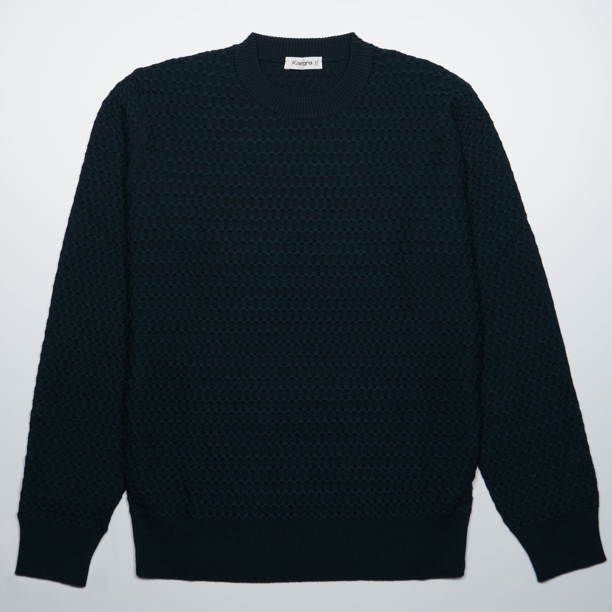 Maglione Girocollo Pluriball Kangra W7K4007-00048 Verde Bottiglia in Lana Merino Extrafine