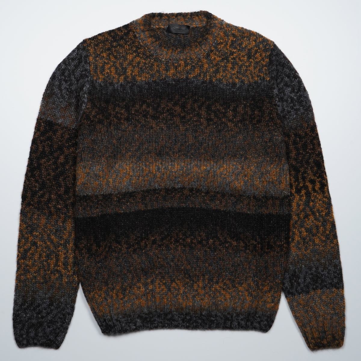Maglione Girocollo Dondup UT309 M01037U 002 728 Camel Multicolore in Misto Lana e Alpaca con Fantasia a Righe Sfumate e Vestibilità Regular