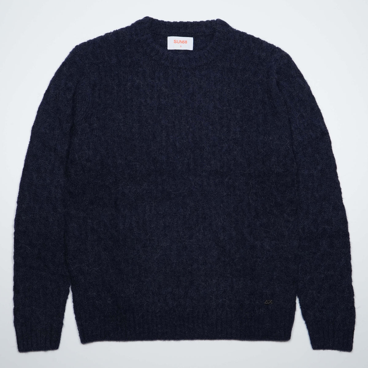 Maglione Girocollo SUN68 Crewneck Fancy Knit Alpaca Soft Touch K46155-07 Navy Blue
