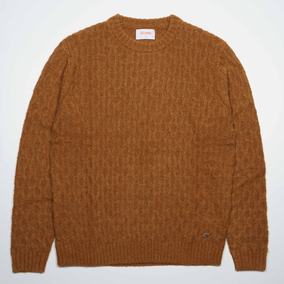 Maglione Girocollo SUN68 Fancy Knit K46155-71 Marrone Cacao in Misto Lana e Alpaca