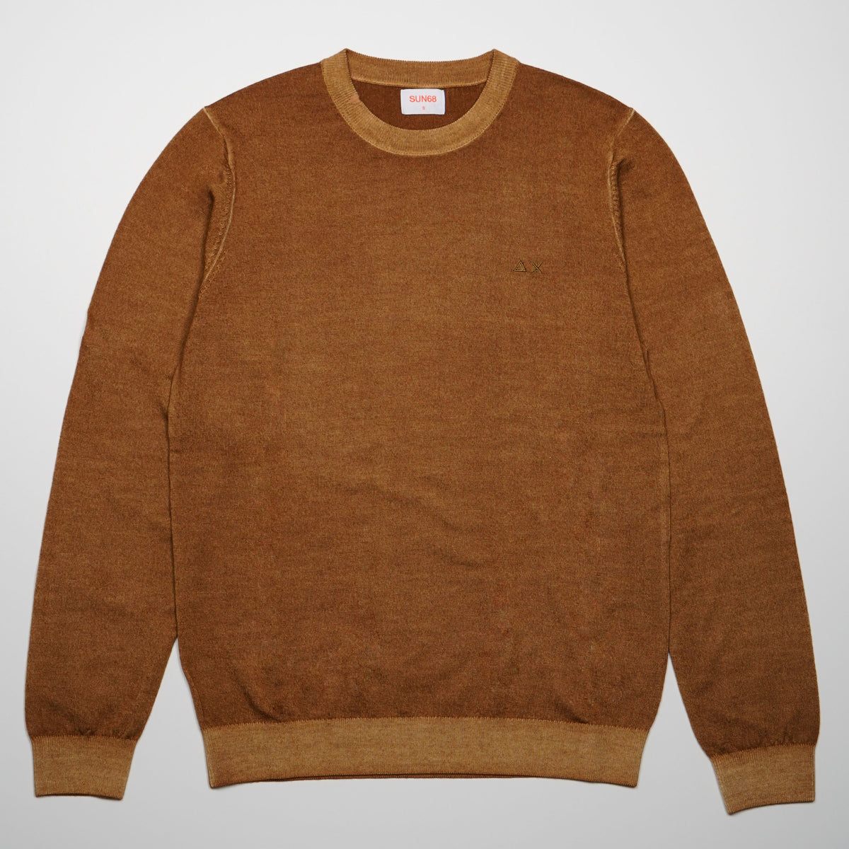Maglione Girocollo SUN68 Vintage Dyed Wool K46129-71 Marrone Cacao in Lana