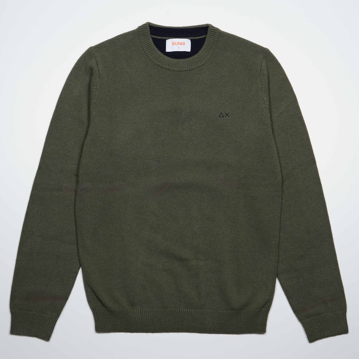 Maglione Girocollo SUN68 Sweater Warm Wool K46112-74 Verde Militare Scuro in Lana e Cashmere