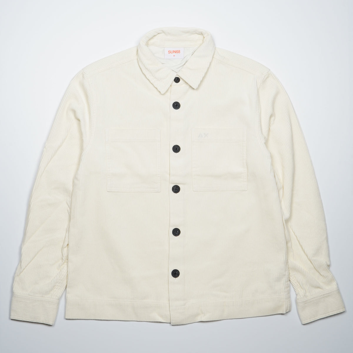 Overshirt SUN68 Corduroy S46111-31 Bianco Panna in Velluto di Cotone