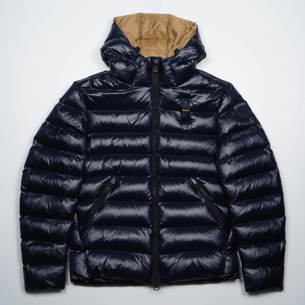 Piumino Blauer Adams Blu Navy Lucido con Cappuccio