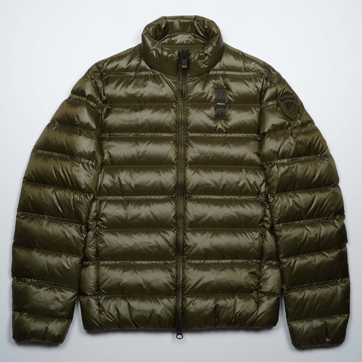 Piumino Blauer Belmont Verde Militare Lucido Imbottito in Piuma