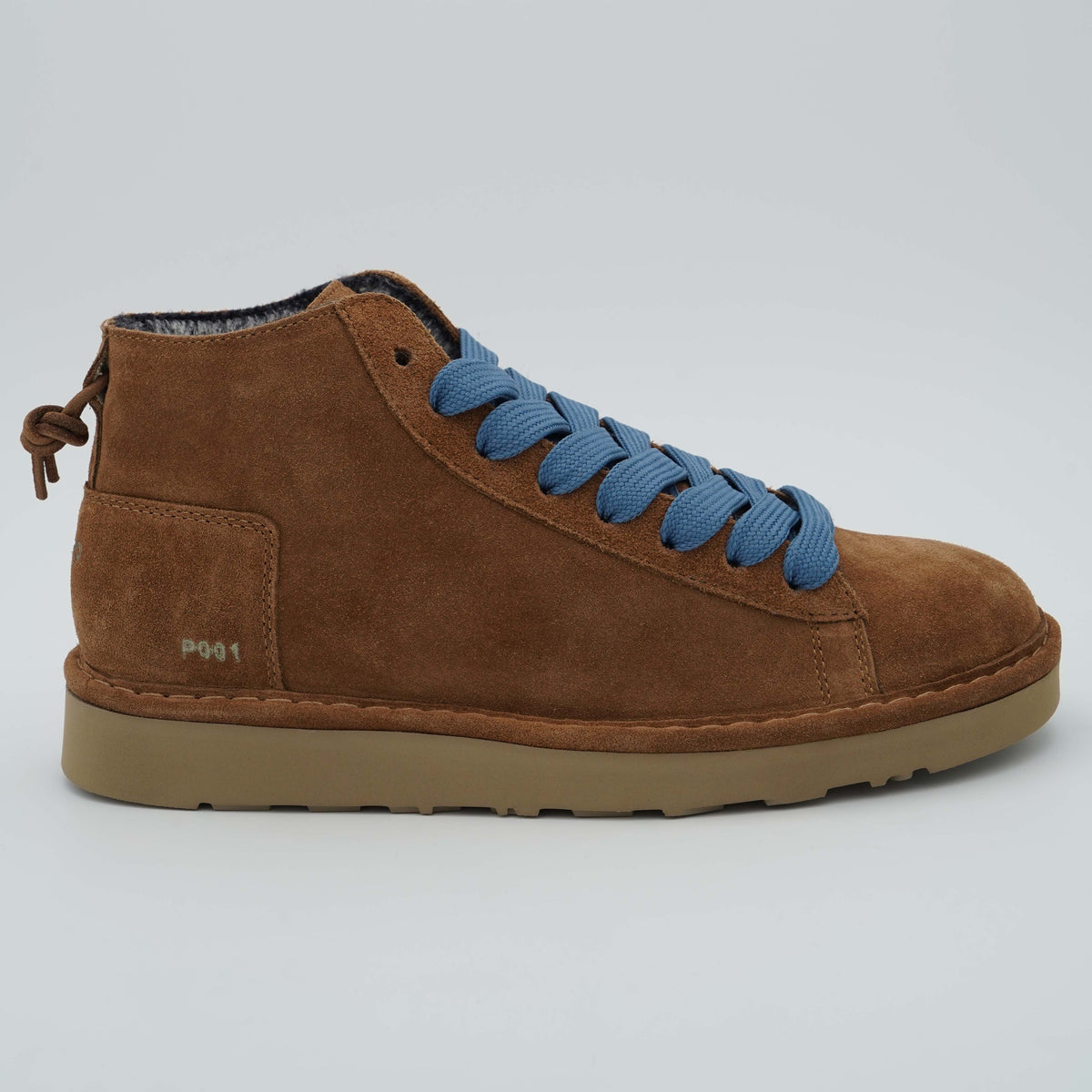 Polacchino Panchic Icon P001M036 D004 Cognac in Camoscio con Fodera Faux Fur, Lacci Denim e Suola EVA