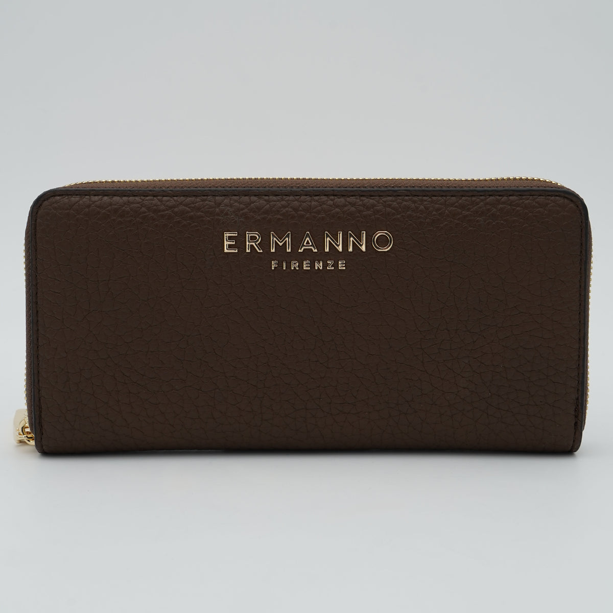 Portafoglio Ermanno Firenze by Ermanno Scervino Blackly Large Zip Wallet 12600428 Marrone Scuro con Zip e Logo Dorato