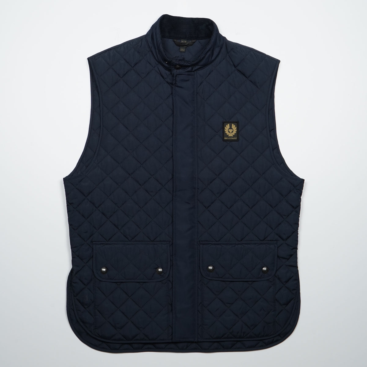 Gilet Belstaff Icon Blu Navy Trapuntato con Collo Alto