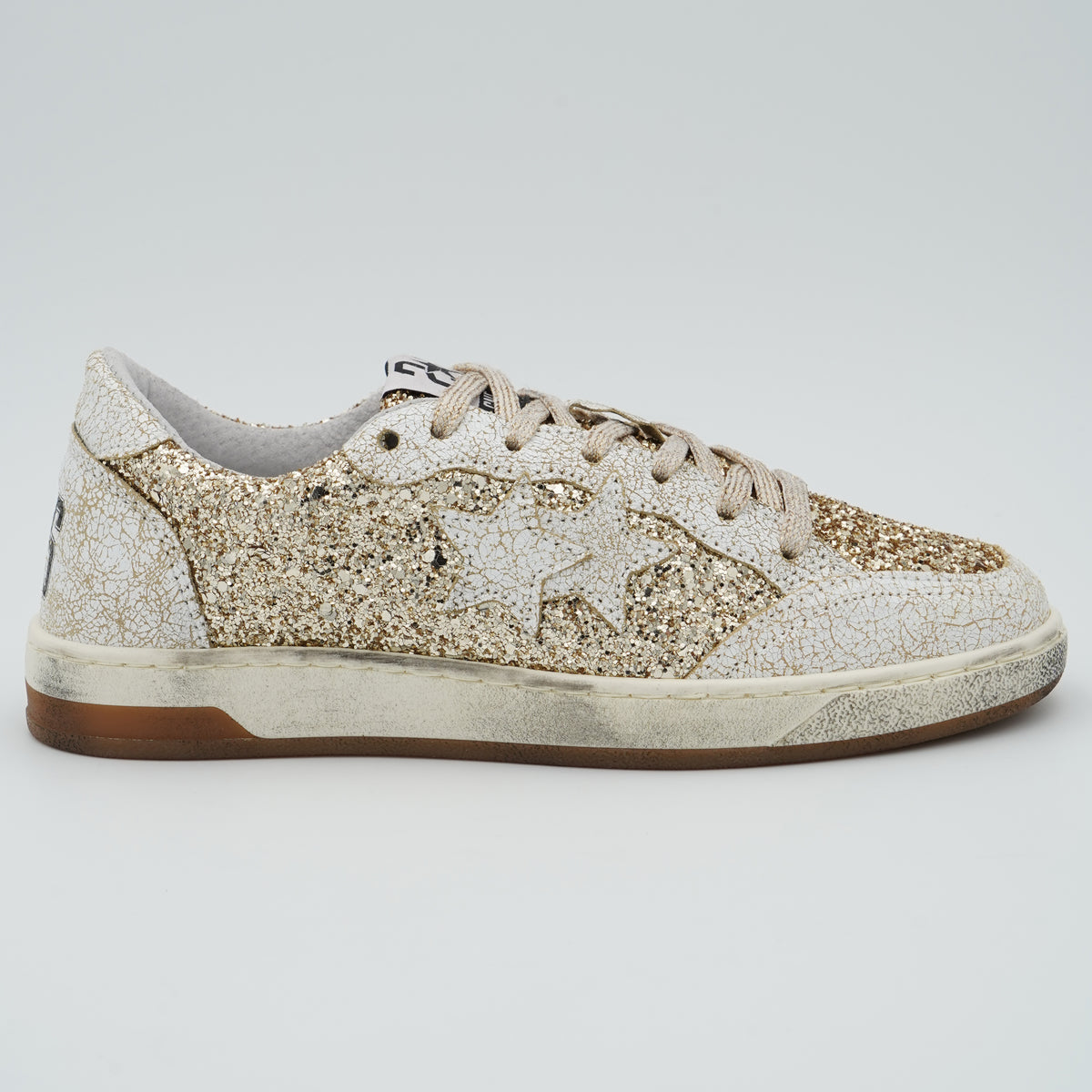 Sneakers 2Star 5235 Glitter Oro e Bianco con Stelle