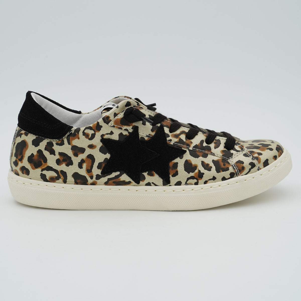Sneakers 2Star 5289 Leopard Oro Nero con Doppia Stella