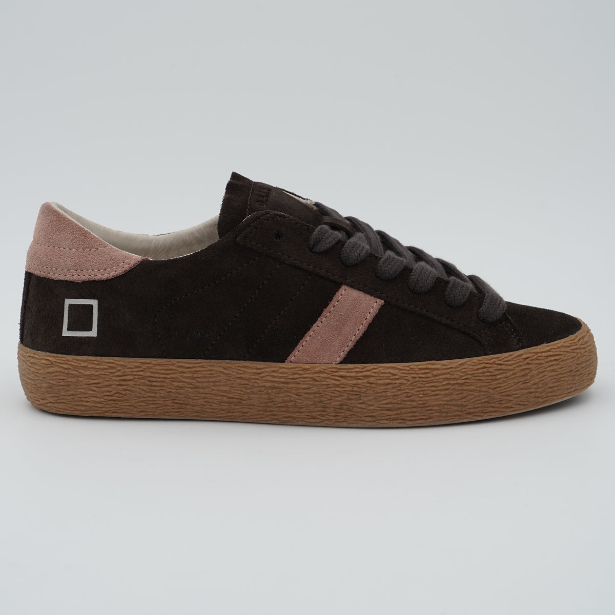 Sneakers D.A.T.E. Hill Low Suede W451HL SDBR Brown in Pelle Scamosciata Marrone con Dettagli Rosa