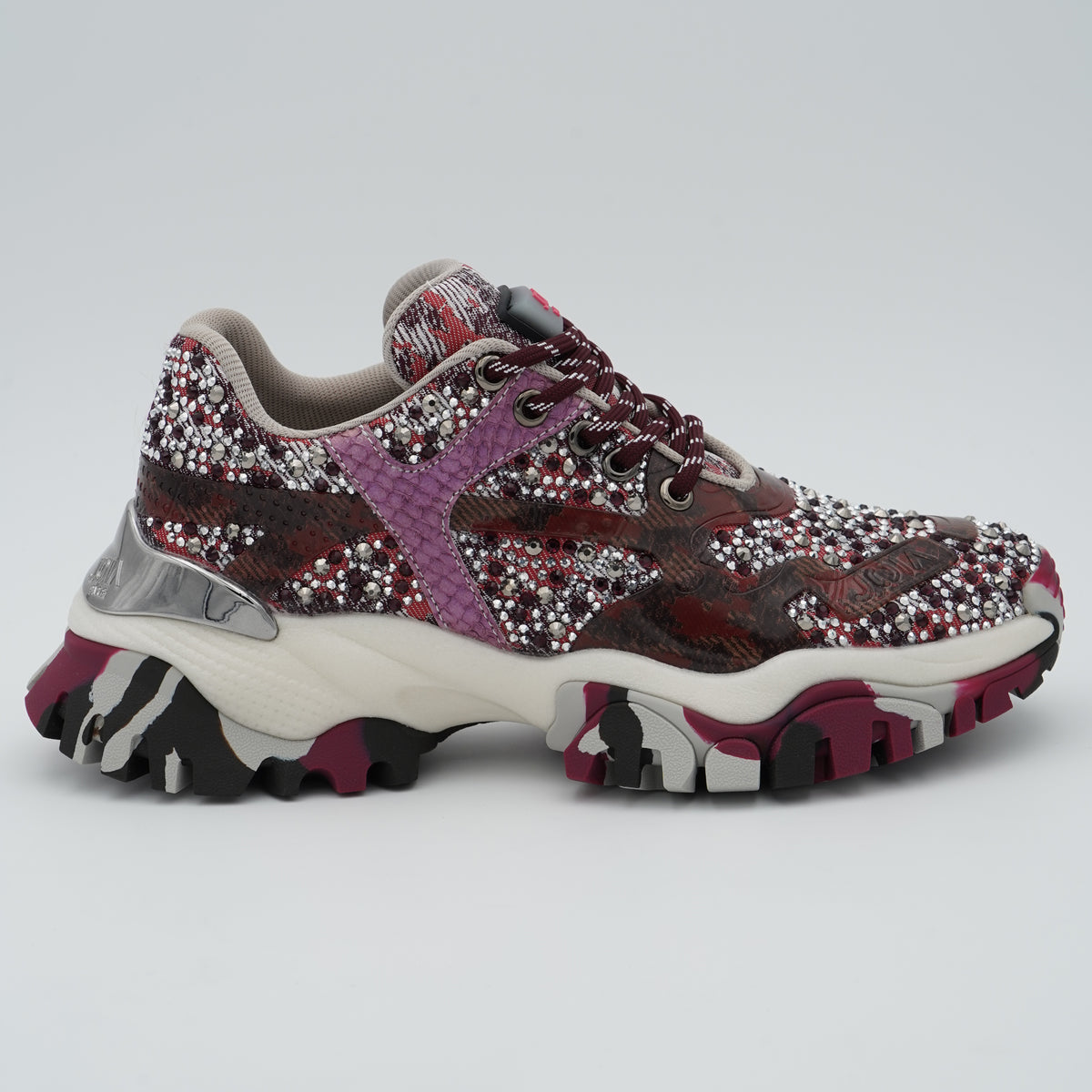 Sneakers Joia Paris 202602W101 Jewel Bordeaux con Strass e Suola Chunky