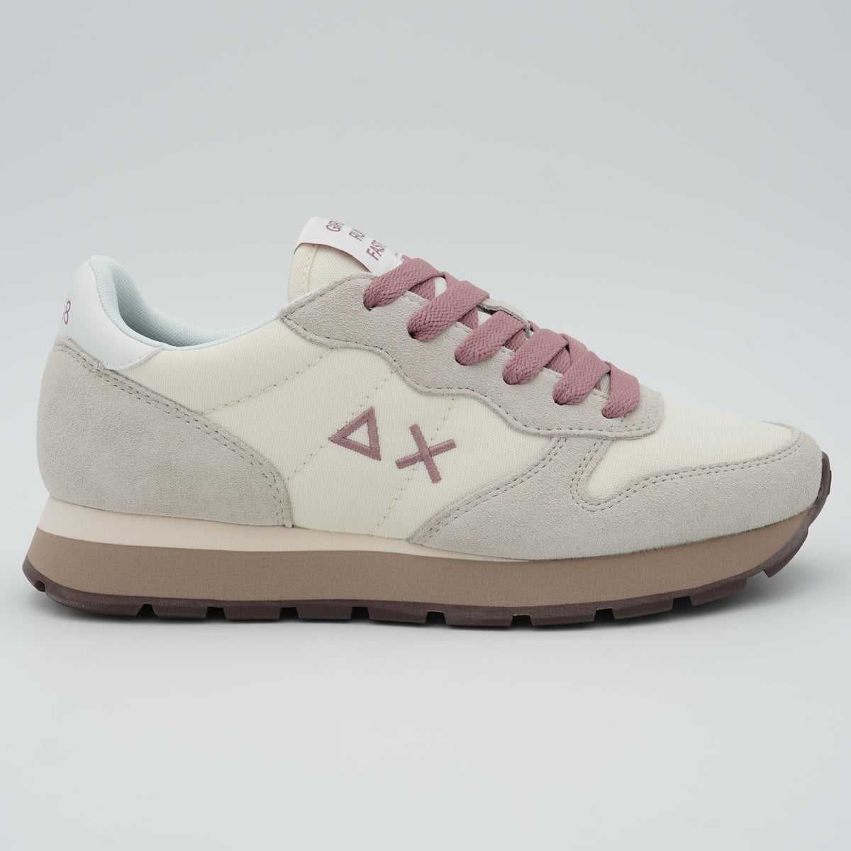 Sneakers SUN68 Ally Solid Z46201 31 Bianco Panna in Suede e Nylon con Logo Ricamato e Suola Running in EVA