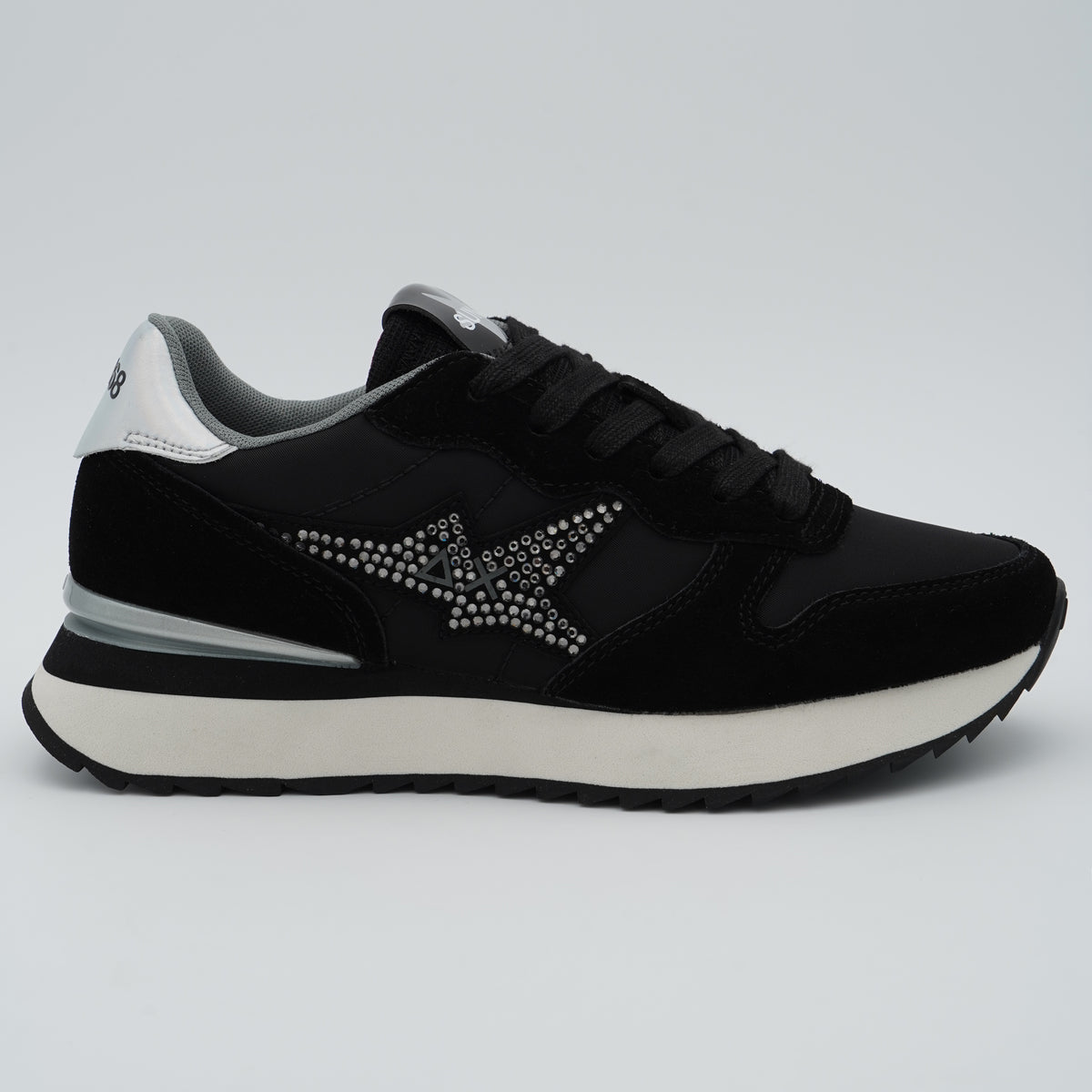 Sneakers SUN68 Stargirl Strass Logo Z46223 11 Nero in Suede e Nylon con Logo Strass
