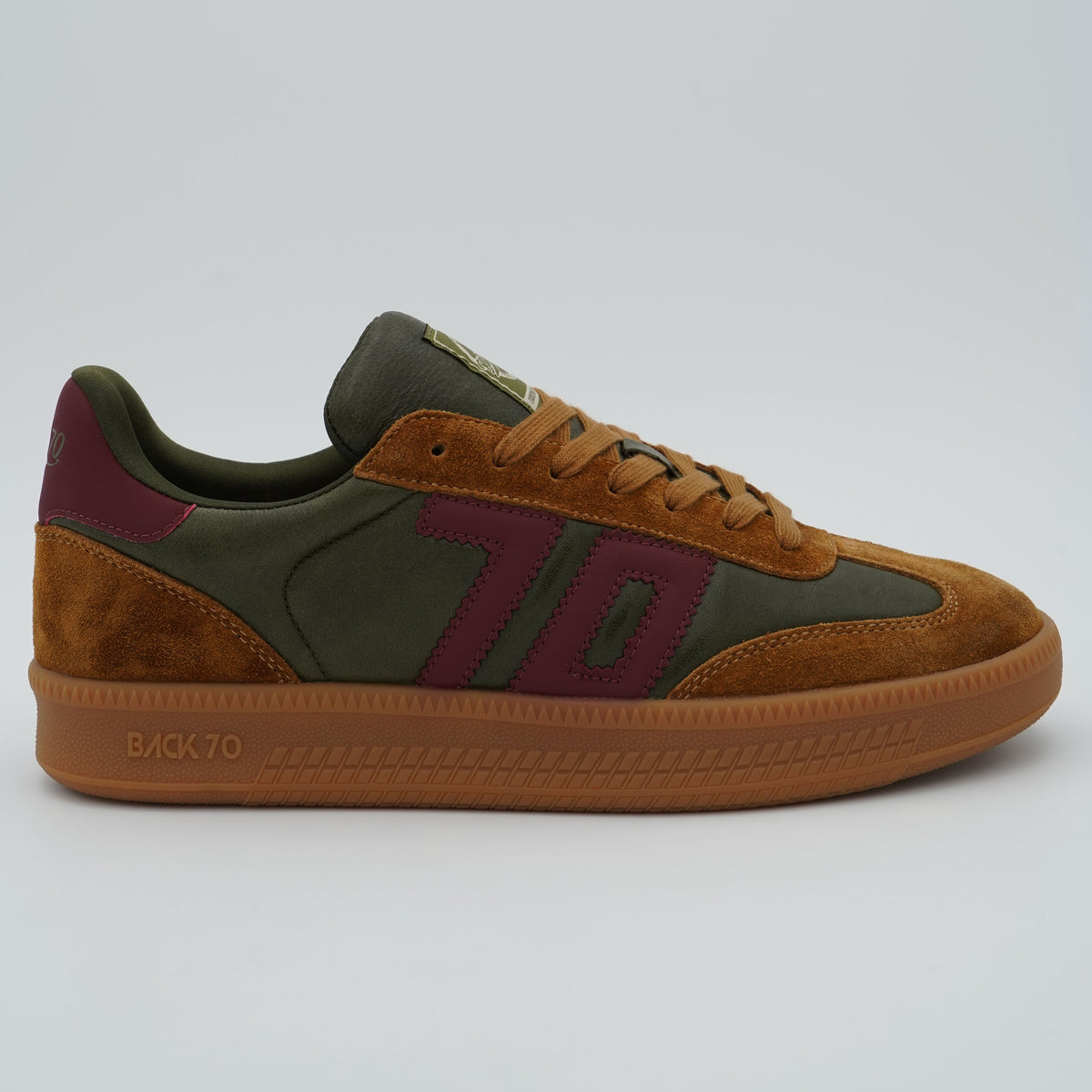 Sneakers Back 70 Double 108028 Bis Vegetal Forest Wine in Pelle e Suede