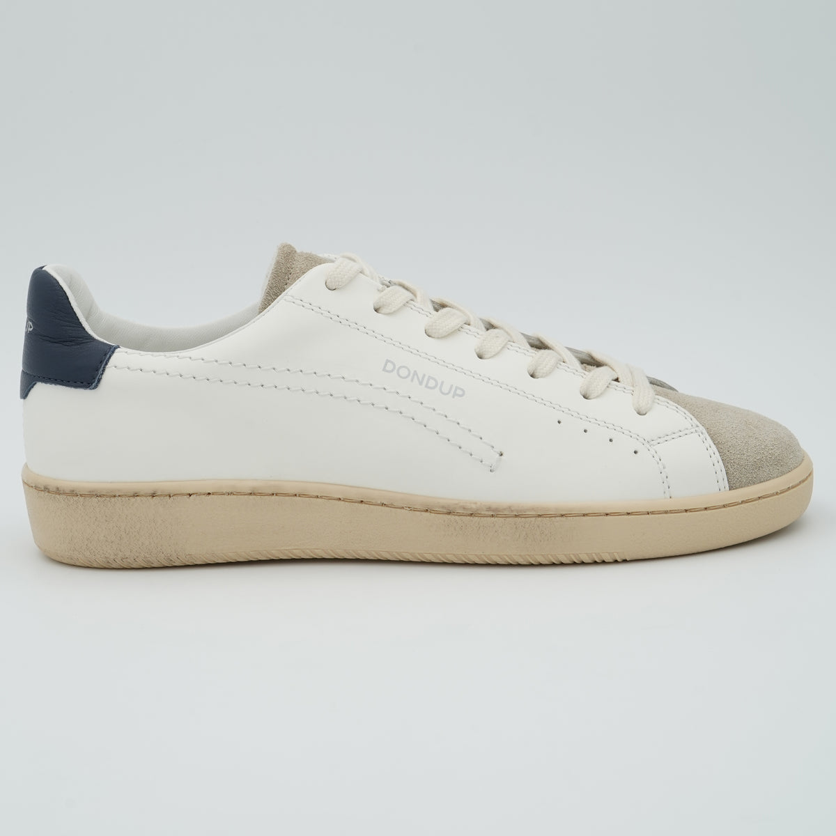 Sneakers Dondup PL0694U003 Bianche con Dettagli Beige e Blu