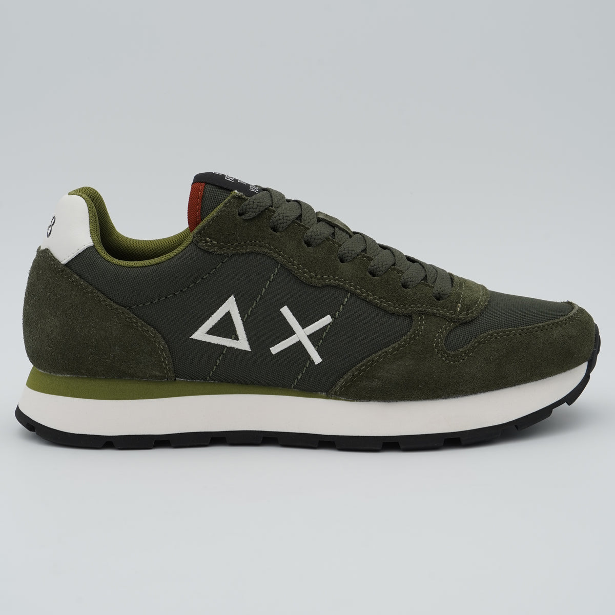 Sneakers SUN68 Tom Solid Z46101 74 Verde Militare Scuro in Nylon e Suede con Logo Ricamato e Suola EVA