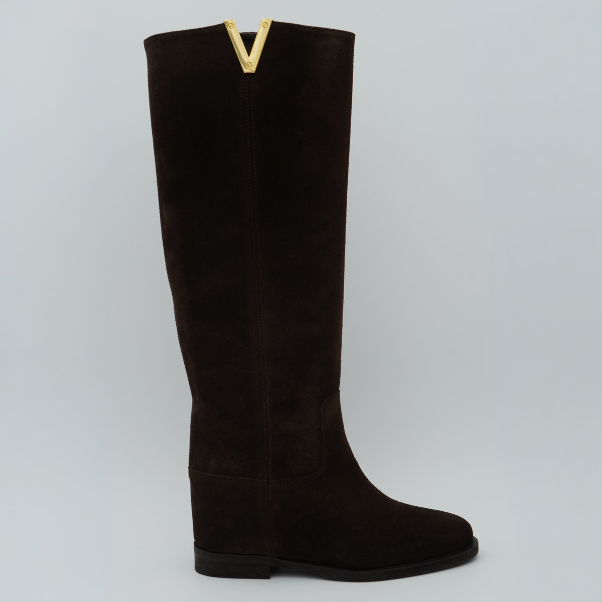 Stivale Via Roma 15 2568 Velour Testa di Moro con V Oro