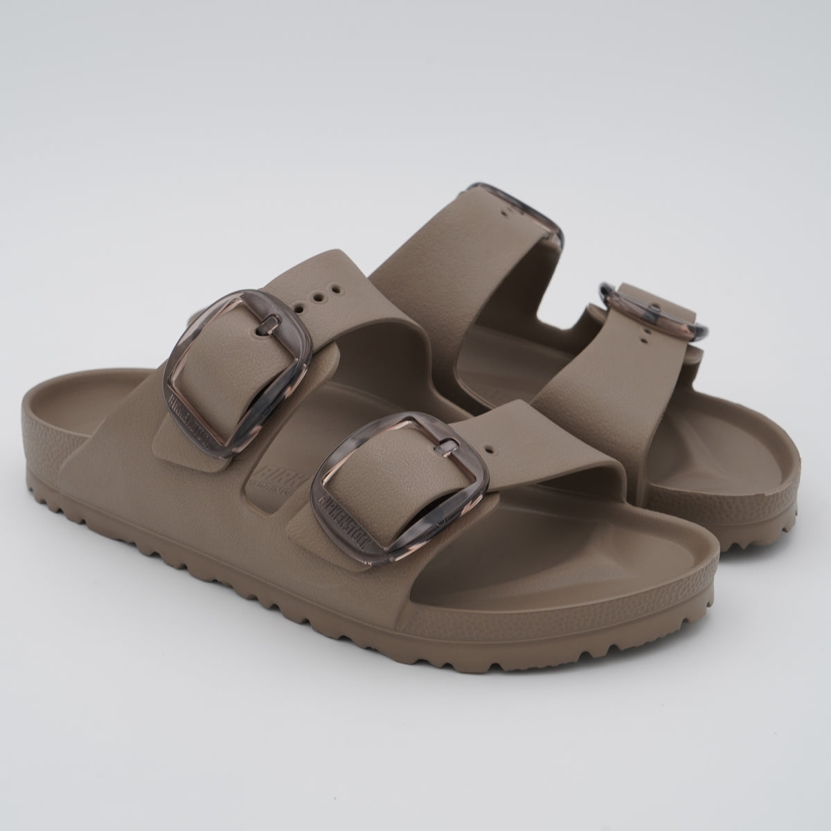 Sandalo Birkenstock Arizona Big Buckle EVA 1030389 Gray Taupe con Maxi Fibbie Traslucide