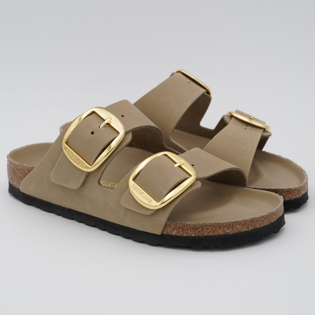 Sandalo Birkenstock Arizona Big Buckle 1030395 Tobacco Brown con Fibbie Oro