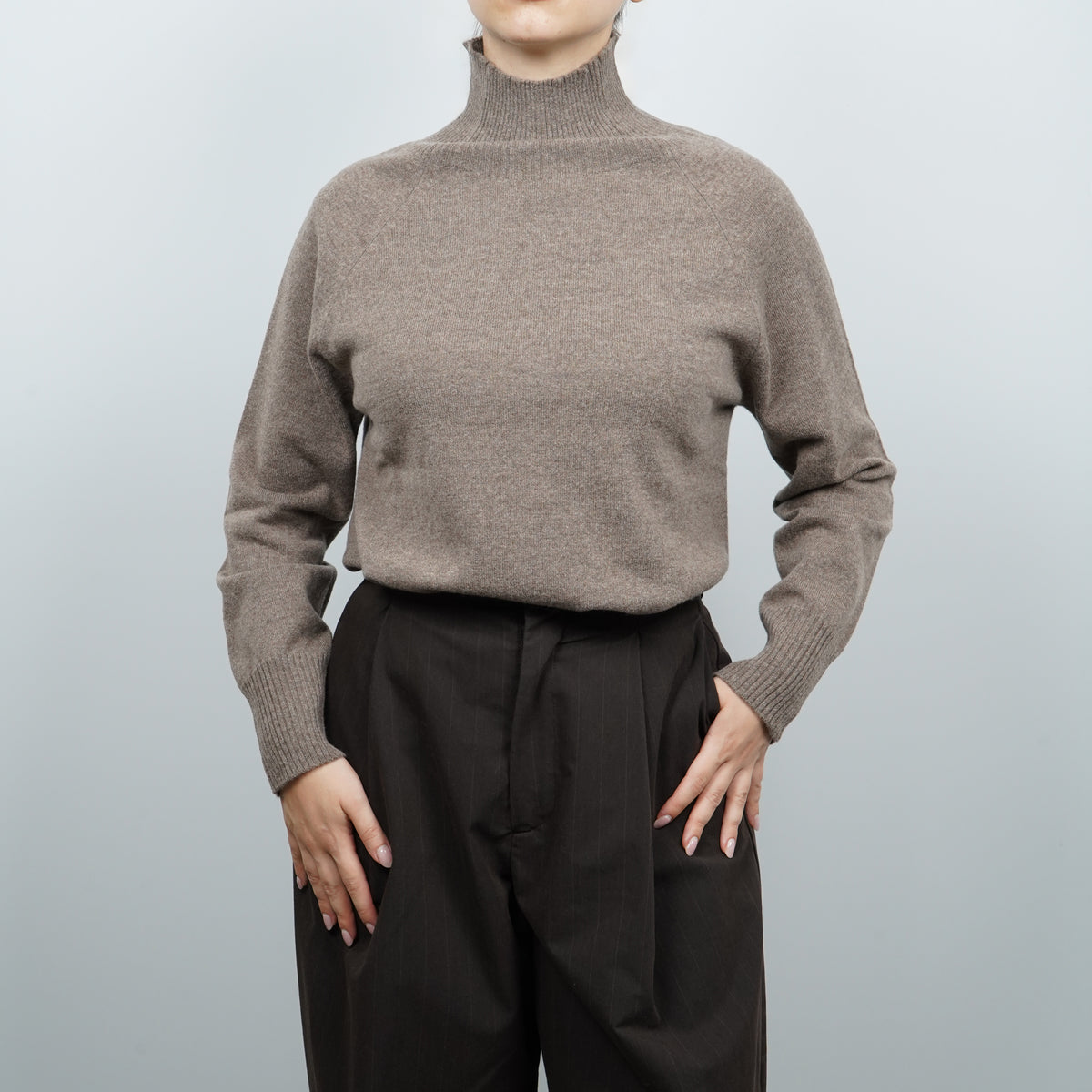 Maglione Lupetto Raglan Kangra 4520-00330 Tortora Mélange in Lana e Cashmere