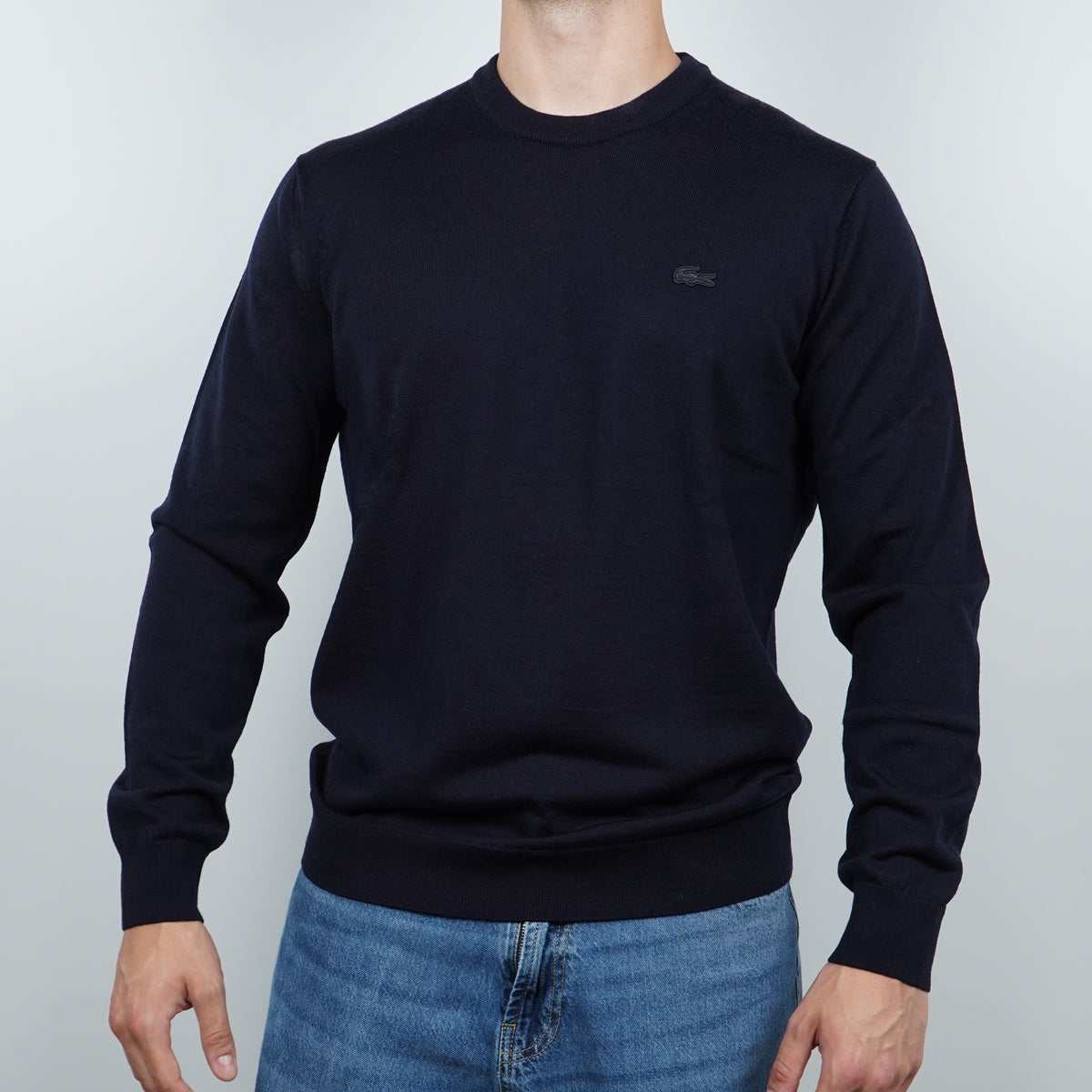 Maglione Lacoste AH1969-00-166 Bleu Marine Girocollo in Lana Merino Regular Fit